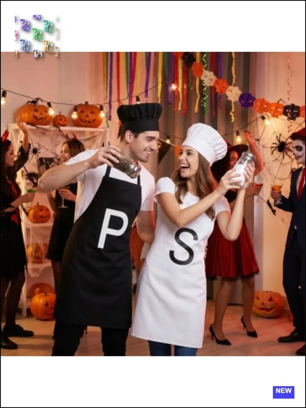 Salt and Pepper Apron & Chef Hat Set for Adults - Polyester Costume